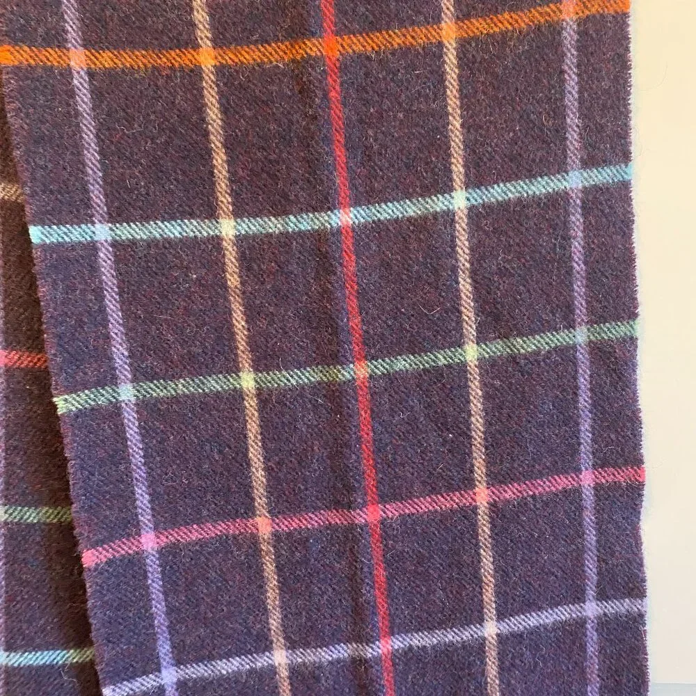 Vintage John Hamly & Co Ltd. For LL Bean Tartan Plaid 100% Lambswool Scarf